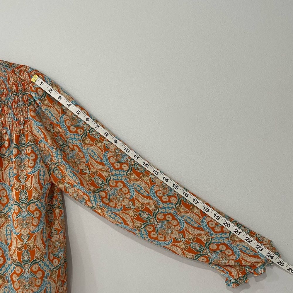 Rose & Olive Tunic Top Womens Color Orange Floral Long Sleeve Sz M - Picture 8 of 8
